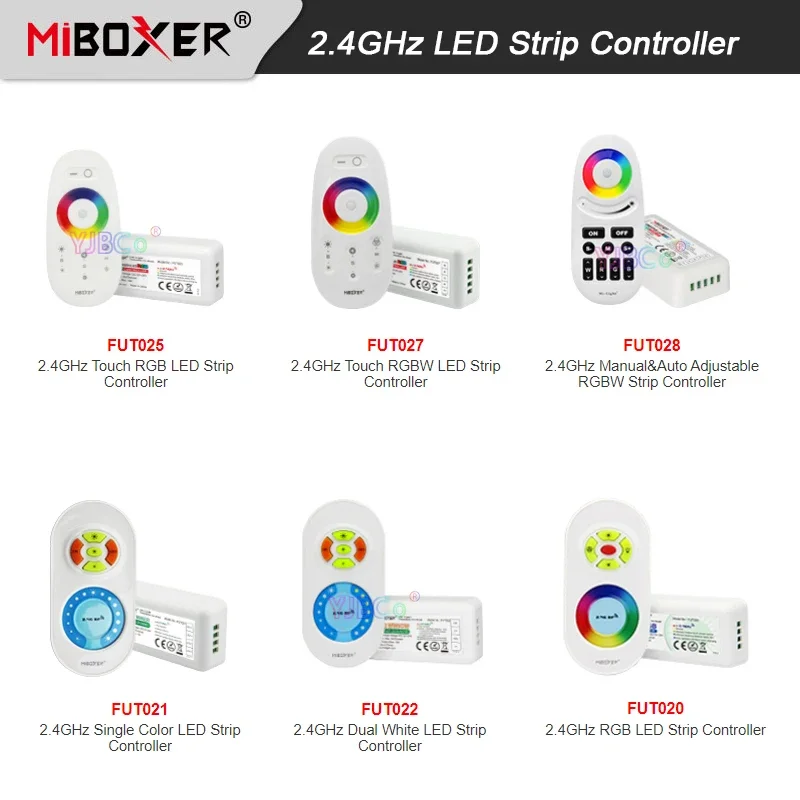 

10pcs Miboxer 12V 24V 2.4G Single color/Dual White/RGB/RGBW LED Strip Controller CCT wireless Remote Light Tape dimmer Switch