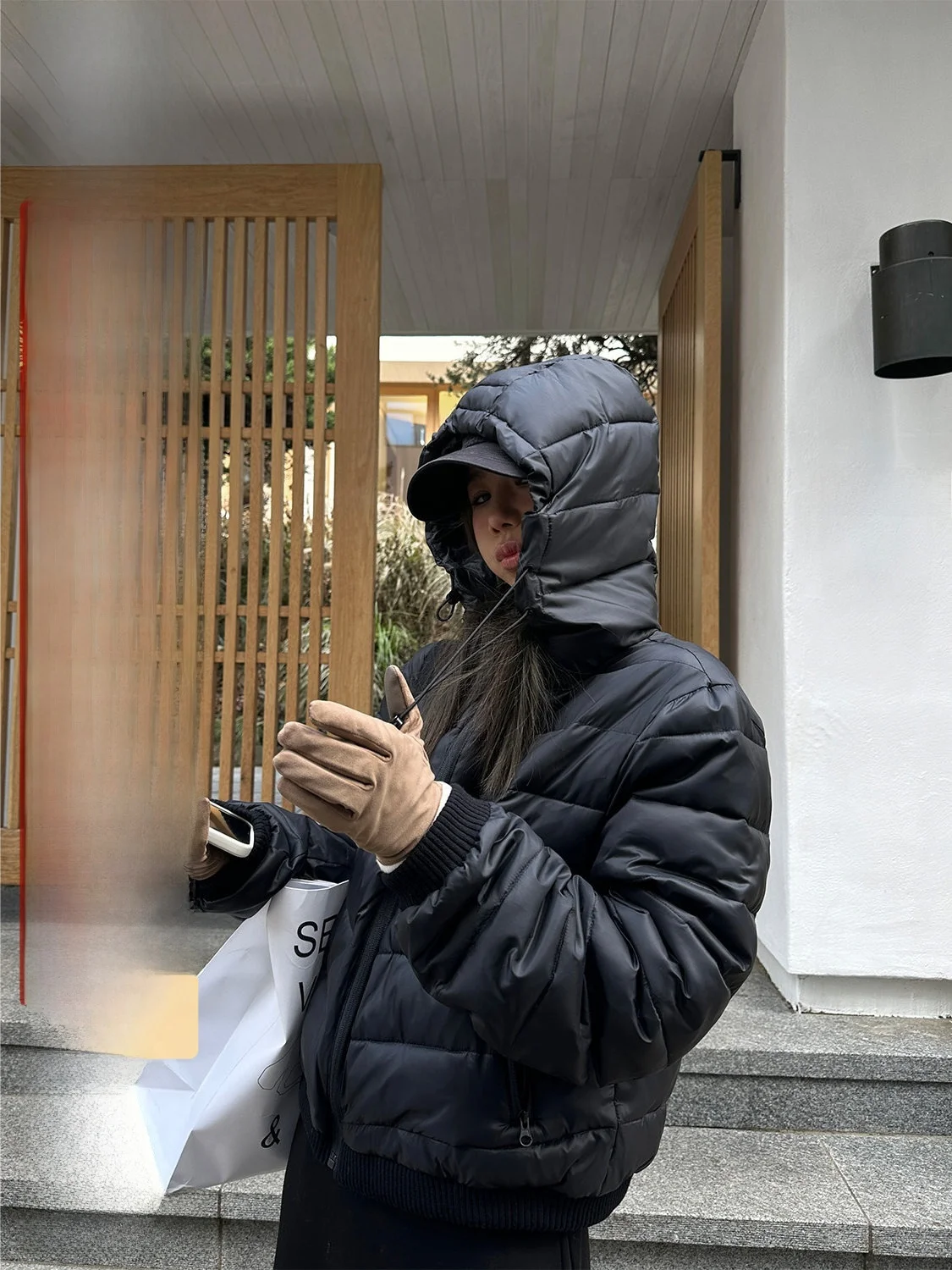 

D YANGJUN Winter New 2026 Bla Hooded High Fill Power 90 White Du down Jaet Coat Casual Sle Zipper Closure Long Sve