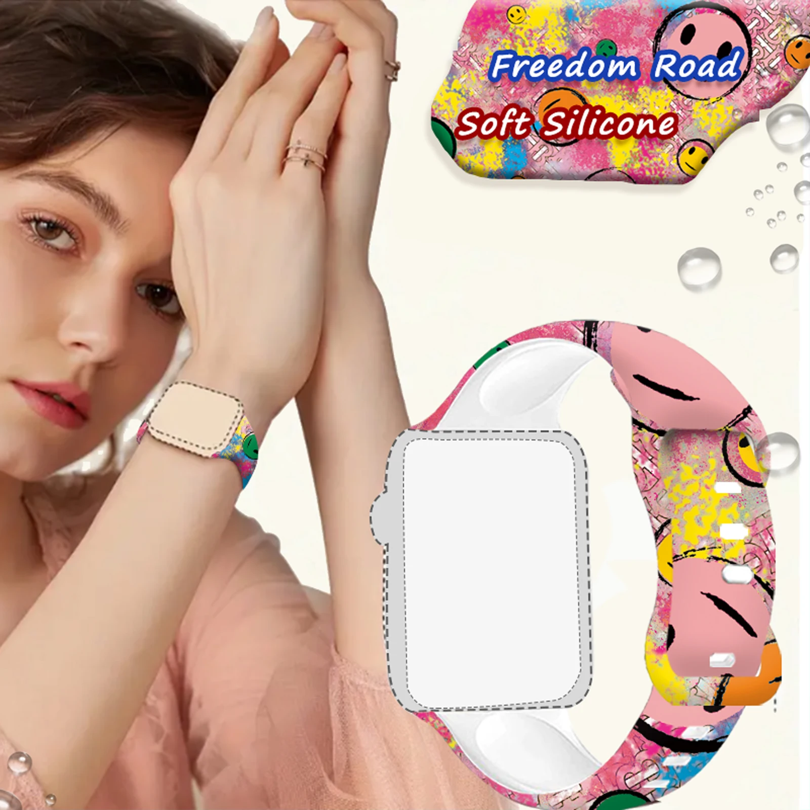 Tali silikon seri Tie-Dye, gelang silikon untuk jam tangan Apple 9 8 7 SE 6 tali gelang yang dapat diganti untuk iWatch 45mm 44mm 42mm 41mm