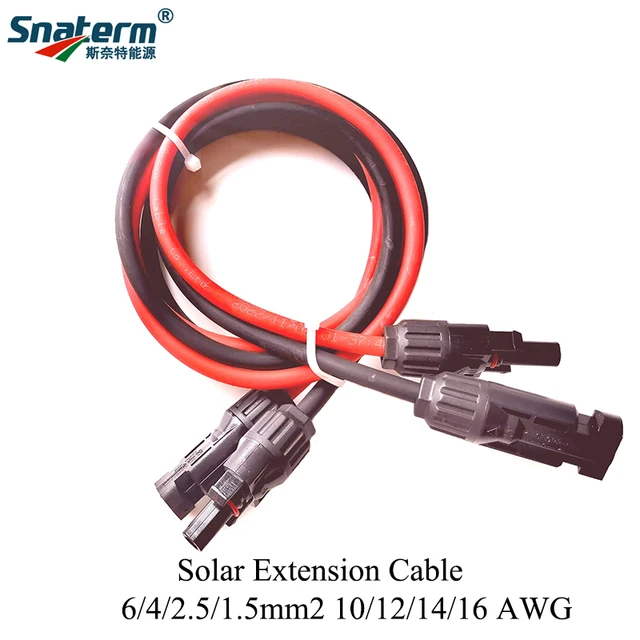 1 par/partia czerwony i czarny 2,5 mm2/4 mm2/6 mm2 kabel PV 14AWG 12AWG 10AWG przedłużacz słoneczny z złączami męski żeński TUV UL