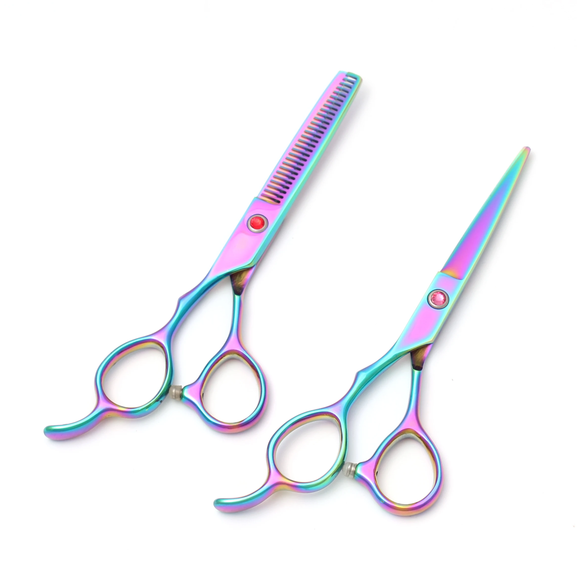 Friseurschere für Linkshänder 5,5 Zoll JP Edelstahl Regenbogen-Haarschere Friseursalon Effilierschere C8000 – Detail 4