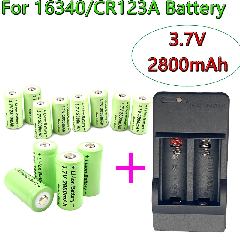 

Powtree 3.7V 2800Mah Li-Ion 16340 Battery Cr123A Rechargeable Batteries Cr123 for Laser Pen Led Flashlight Cell,security Camera