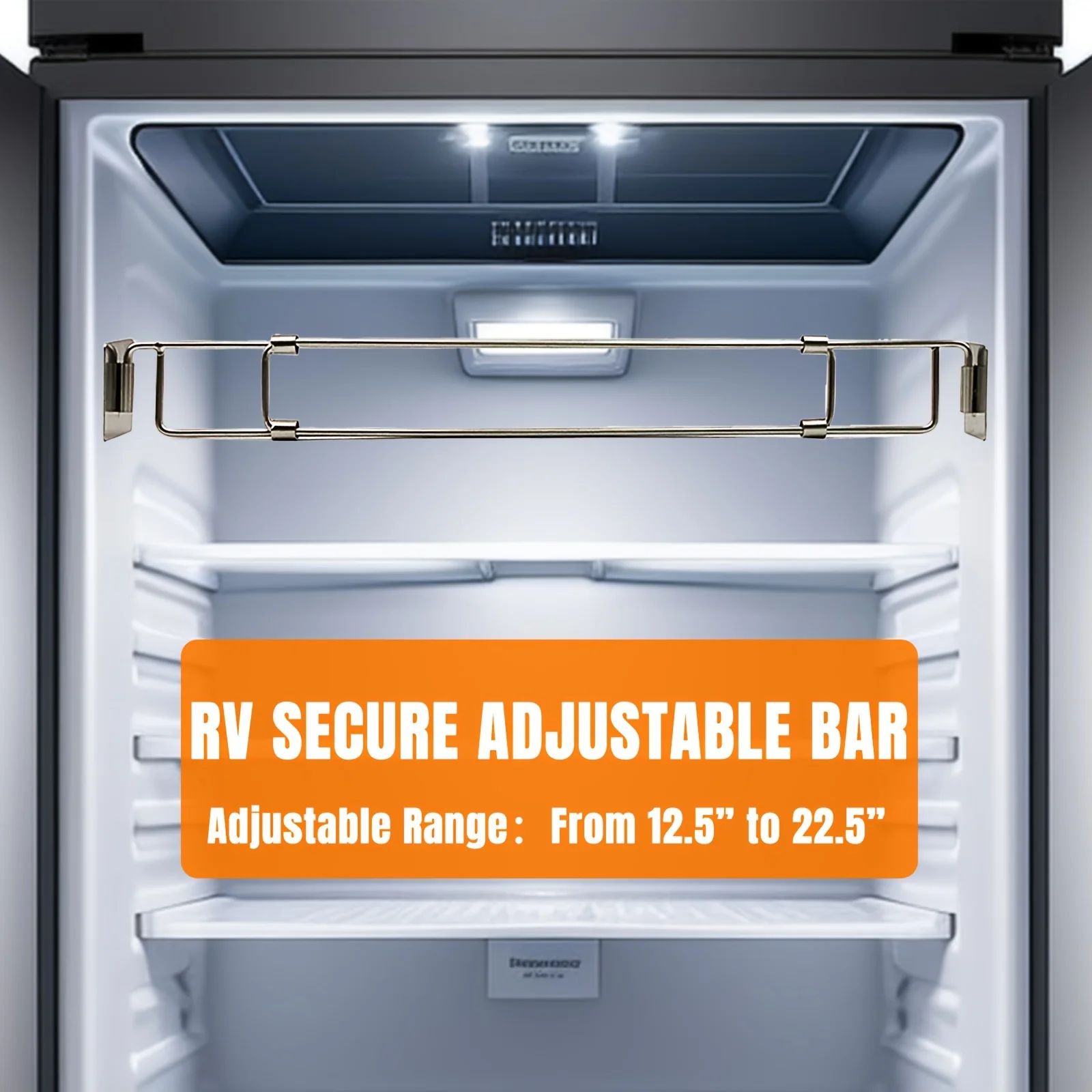 

1 Set RV Refrigerator Storage Bar Secure Adjustable Stainless Steel Rod For Corner Shelves In Camper 12.5-22.5 Inches Durable