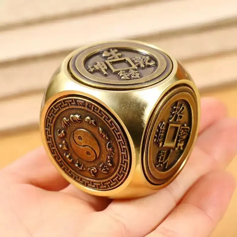 1pc Mini Metal Wealth Attracting Ornaments Feng Shui Accessories Six Sides Stress Reducing Tools Feng Shui Accessories 4cm