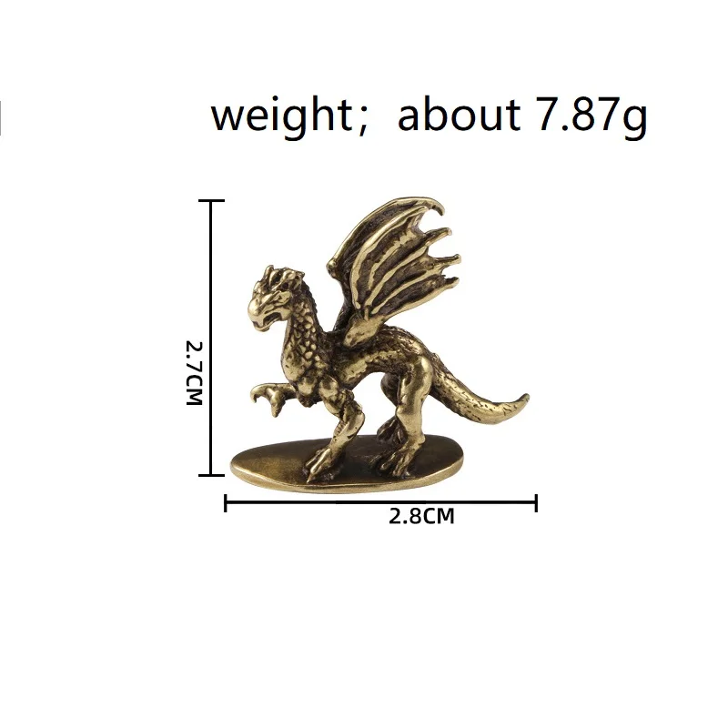 Solid Brass warcraft Pterosaur Dragon Small Statue Desktop Ornament Mythical Beast Figurines Retro Home Feng Shui Decoration