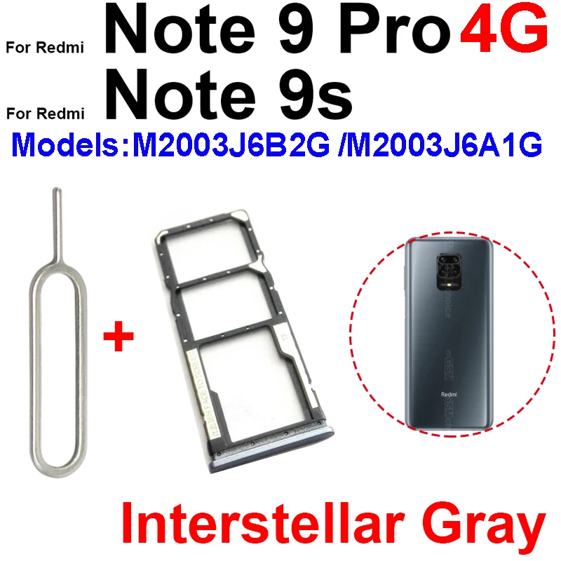 Sim Card Tray 4G 5G For Xiaomi Redmi Note 9 9S 9 Pro 4G 5G SIM Card Adapter Sim Card Reader Holder Repair Parts