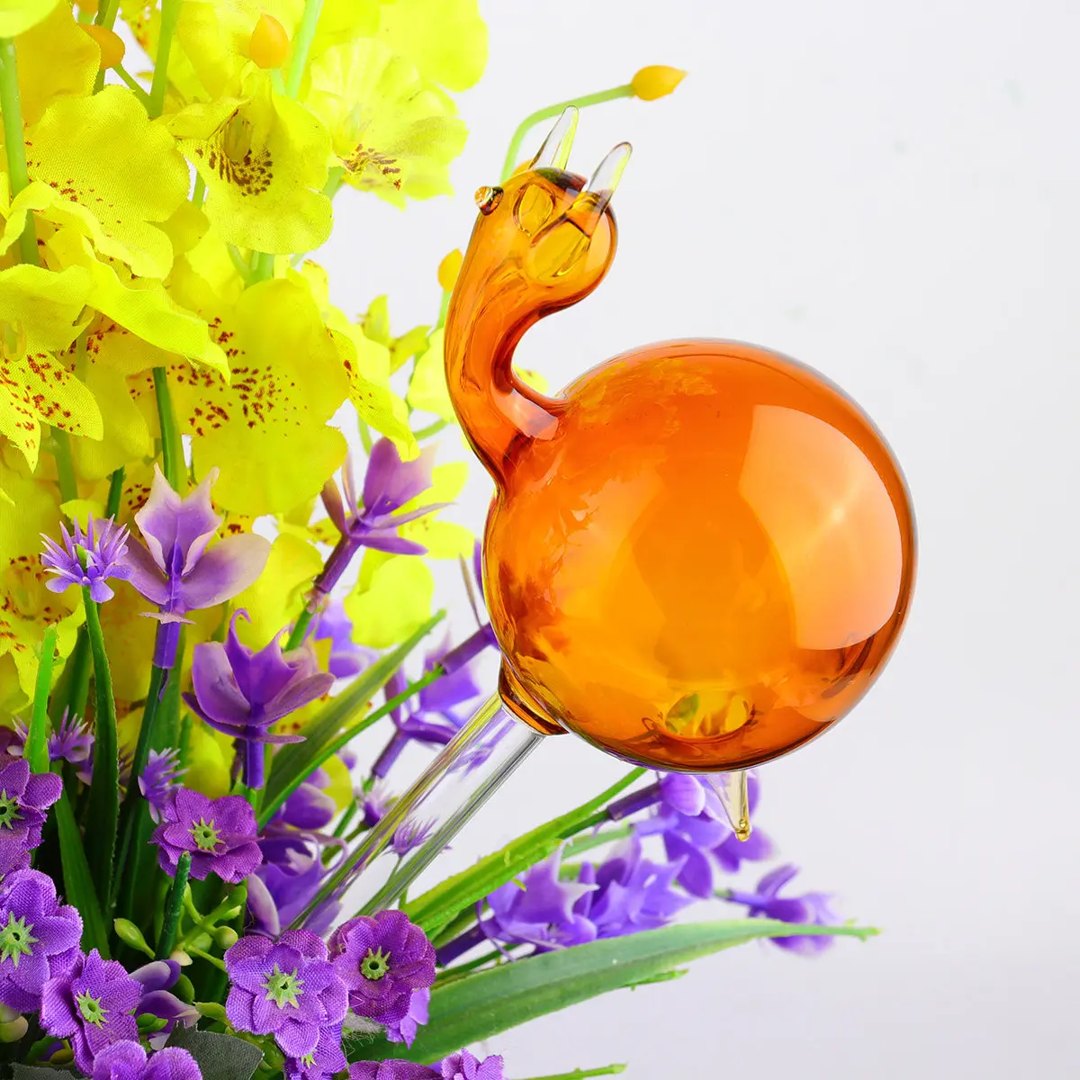 Snail Shape Glass Automatic Device Mini Self System for Indoor Outdoor Patio Lawn Garden Yellow 8Cm Diameter