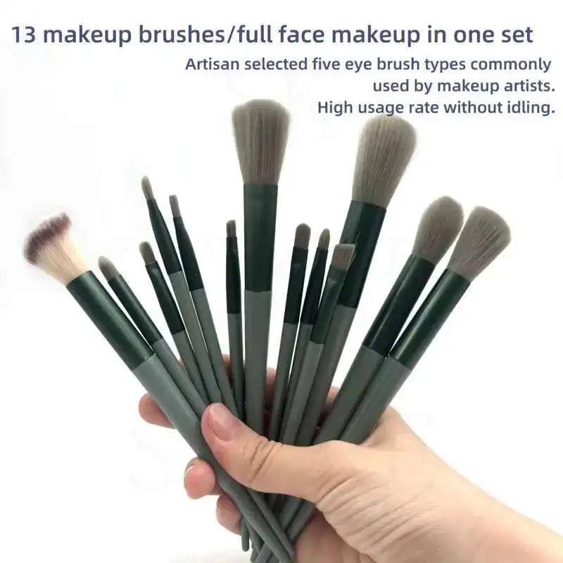 13 piezas de brocha de maquillaje de contorno, delineador de ojos, cepillo de cejas de ángulo pequeño portátil para maquillaje femenino, brocha de sombra de nariz de belleza
