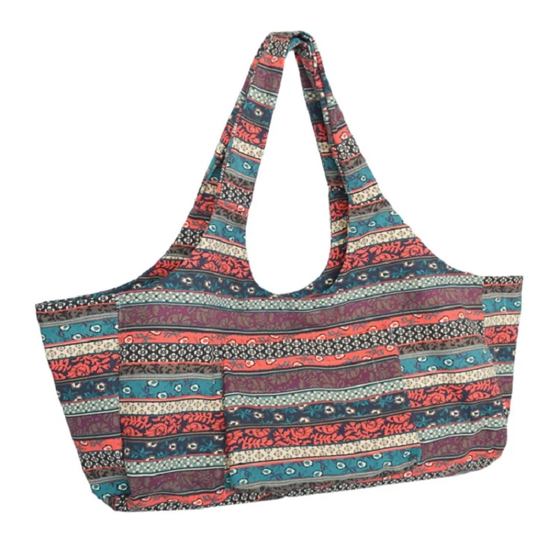 Bolso de lona con estampado de estilo nacional, bolsa de Yoga de gran capacidad, para hombro