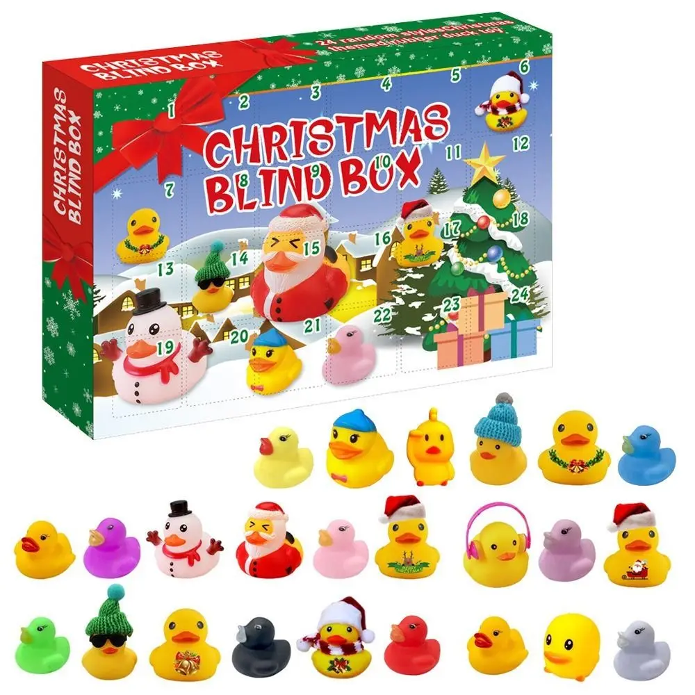 24PCS Favors Christmas Advent Calendar Surprise Gifts Creative Rubber Ducks Countdown Calendar Countdown 24 Days