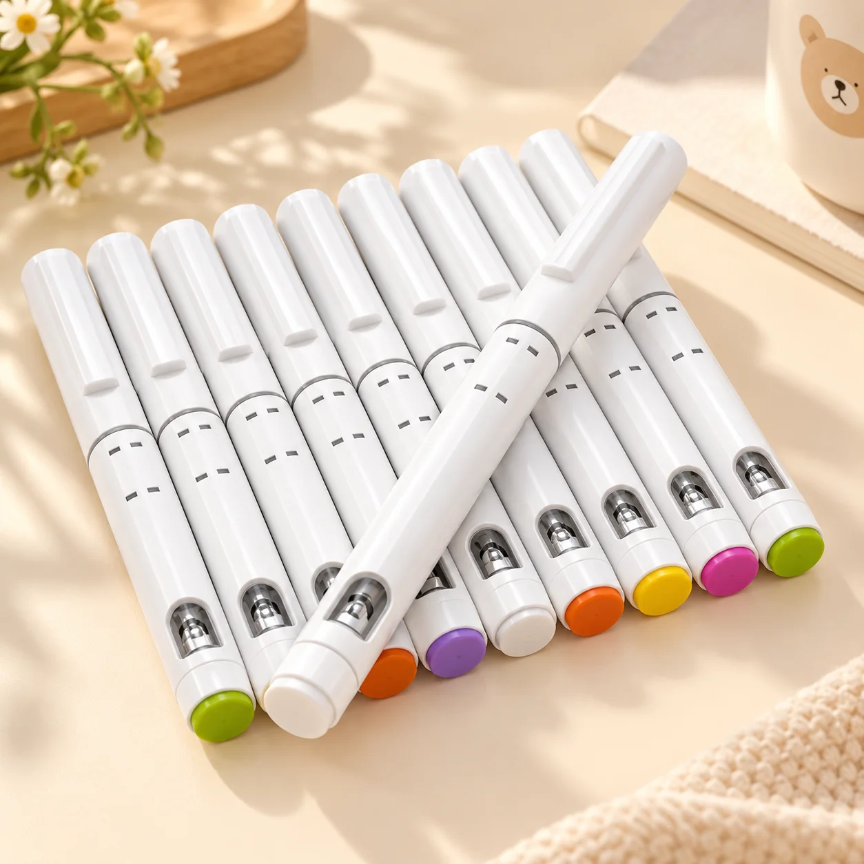 Adjustable Disposable Insulin Injector Pen Complete Set with 10 Kits - Caneta Injetora De Insulina Descartável Ajustável