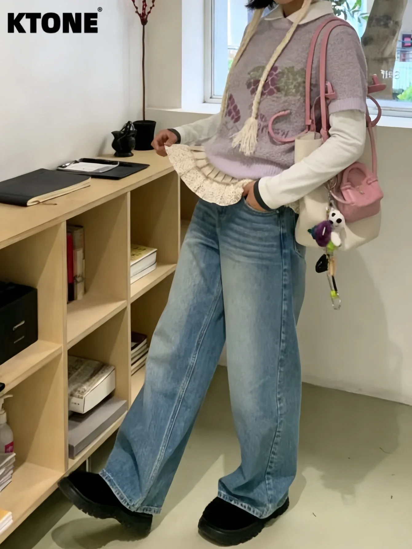 

Harajuku Jeans Blue Baggy For Man Retro Minimalist Y2K Drip No accessories or belts included