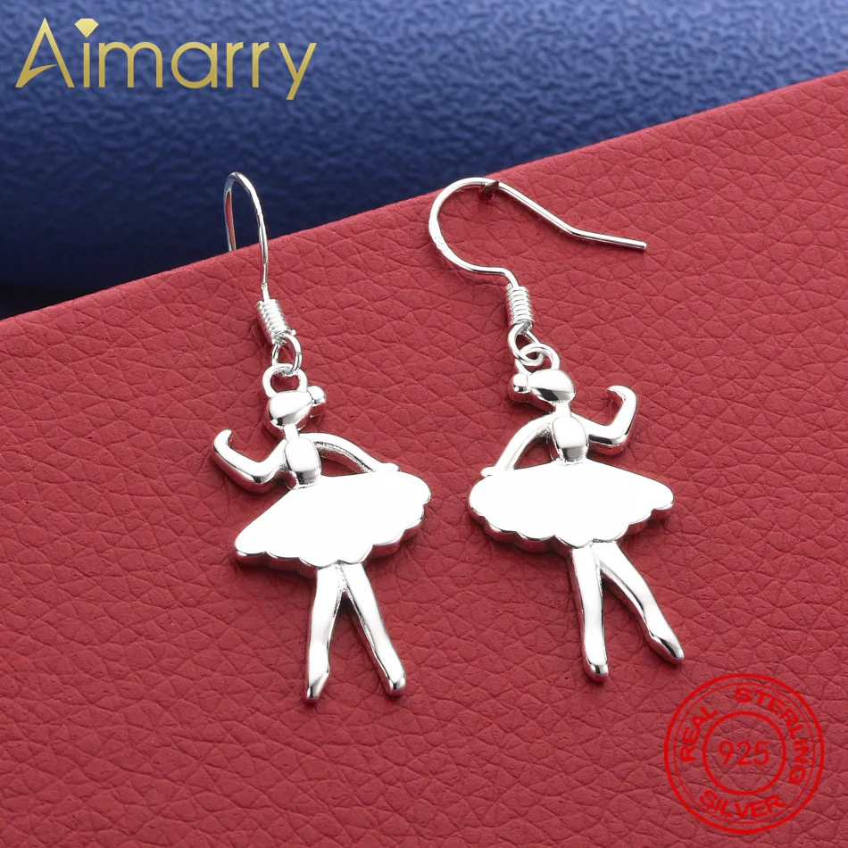 

AIMARRY 925 Sterling Silver Earrings Ballet Dancer Drop Earrings For Women Jewelry Fashion Party and Daily Wear