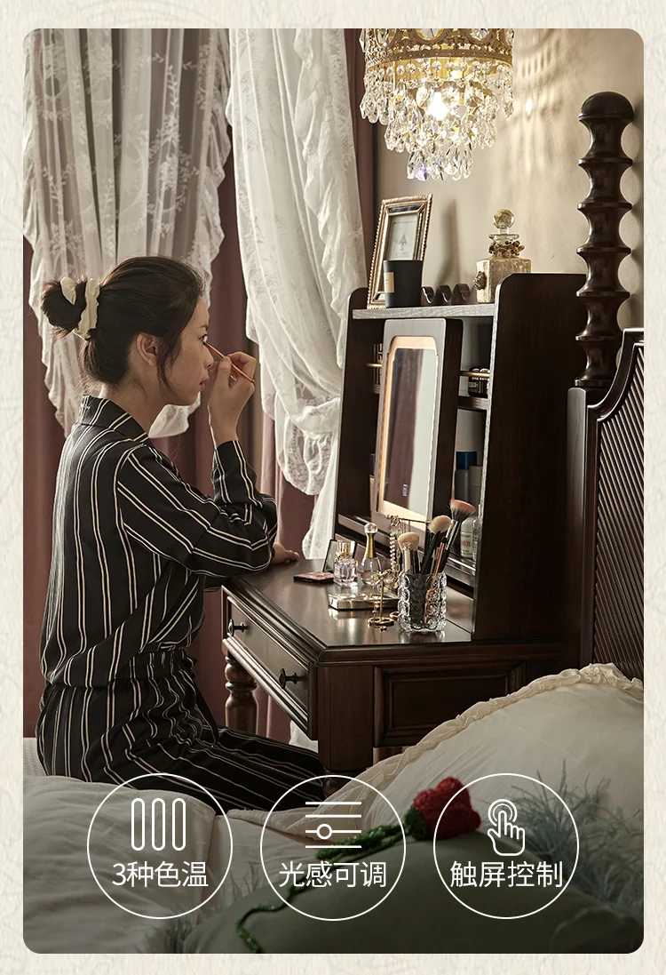 Comò vintage americano in legno massello, comò per camera da letto principale, scrivania, scrivania, scrivania francese