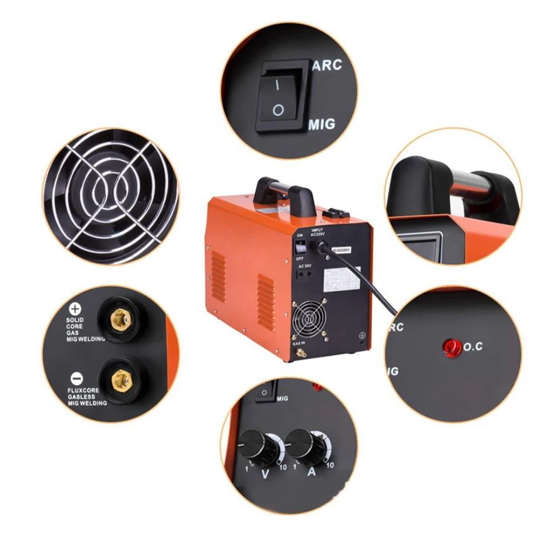 Máquina de solda sinergia semiautomática tig arc soldador inversor argônio co2 multi uso 220v