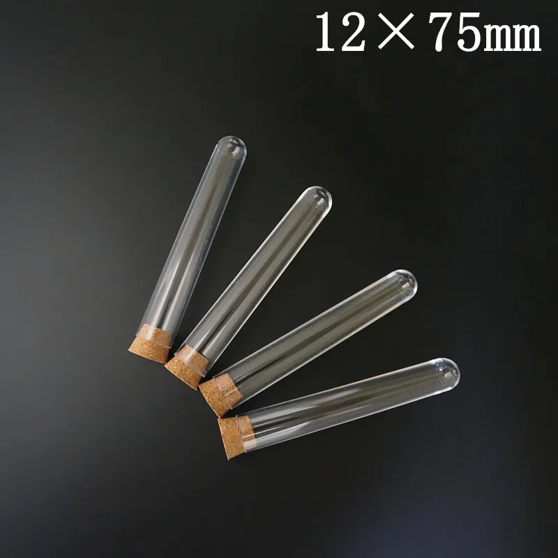 100Pcs Plastic Test Tubes with Corks Dia 12mm To 25mm Transparent Party Candy Bottle with Round Bottom,Wedding Gift Vial