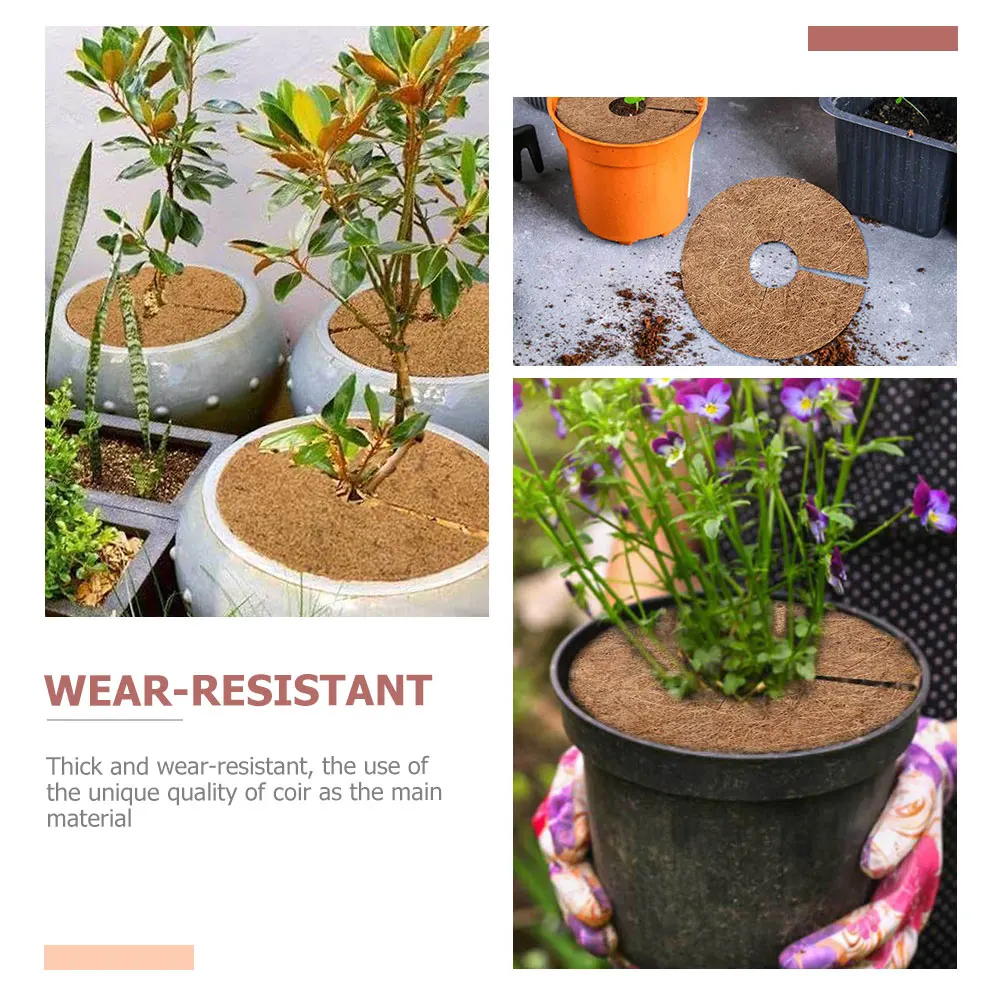 

6Pcs Premium Coconut Fiber Flowerpot Mats Durable Coco Coir Mulch Rings Plant Growth Protector