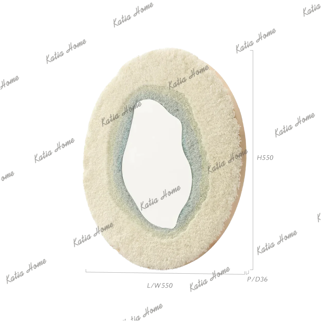 Simple Decor Girls' Bedroom Countertop Dressing Mirror Art Design Wooden Frame Soft Edge Trimming Round High-Definition Mirror