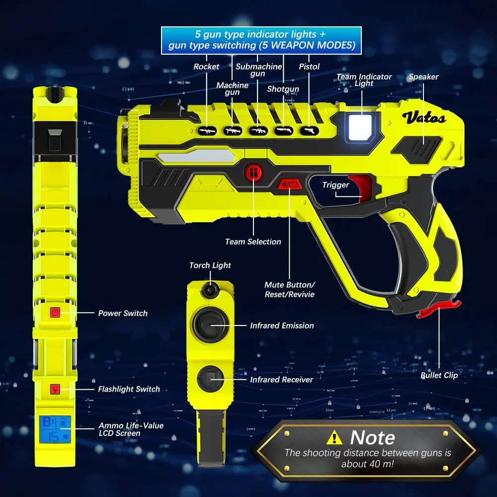 VATOS-Juego de pistola de batalla con etiqueta láser, pistolas de juguete eléctricas infrarrojas, pistola láser infrarroja para niños, juego de interior y exterior