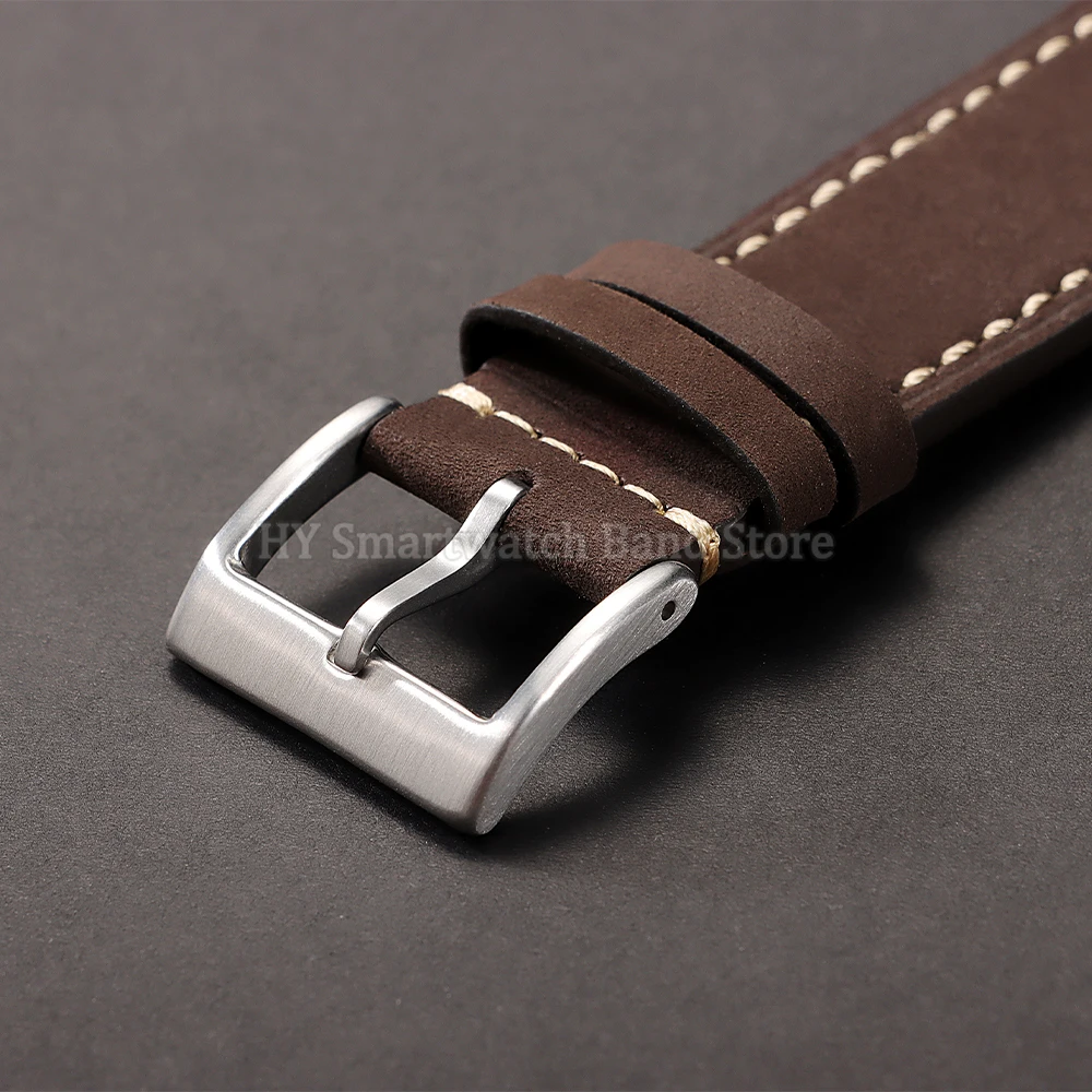 Cinturino per orologio in pelle di vacchetta spazzolata da 20/22 mm per Seiko per cinturino Omega per Rolex Bracciale in pelle universale a sgancio rapido Chiusura in metallo