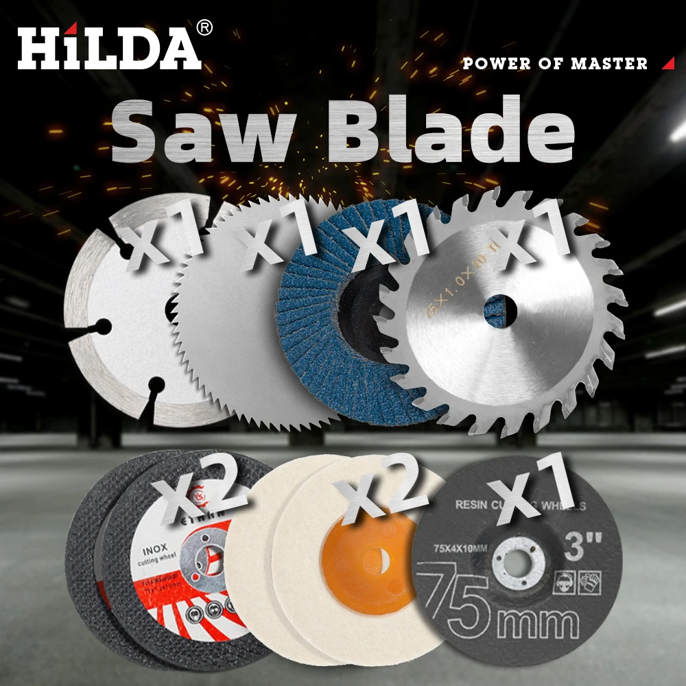 HILDA 3 Inch Cutting Blade 76mm Grinding Wheel Blade Angle Grinder Saw Blade for Cutting Tile Ceramic Concrete Marble