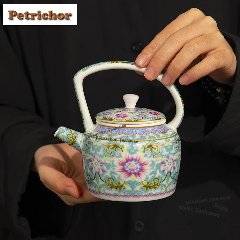 

Эмалированный красочный чайник с цветочным принтом, дзен-чайник, горшок для заварки чая, чайник с шариковым отверстием, посуда, аксессуары, украшения, принадлежности