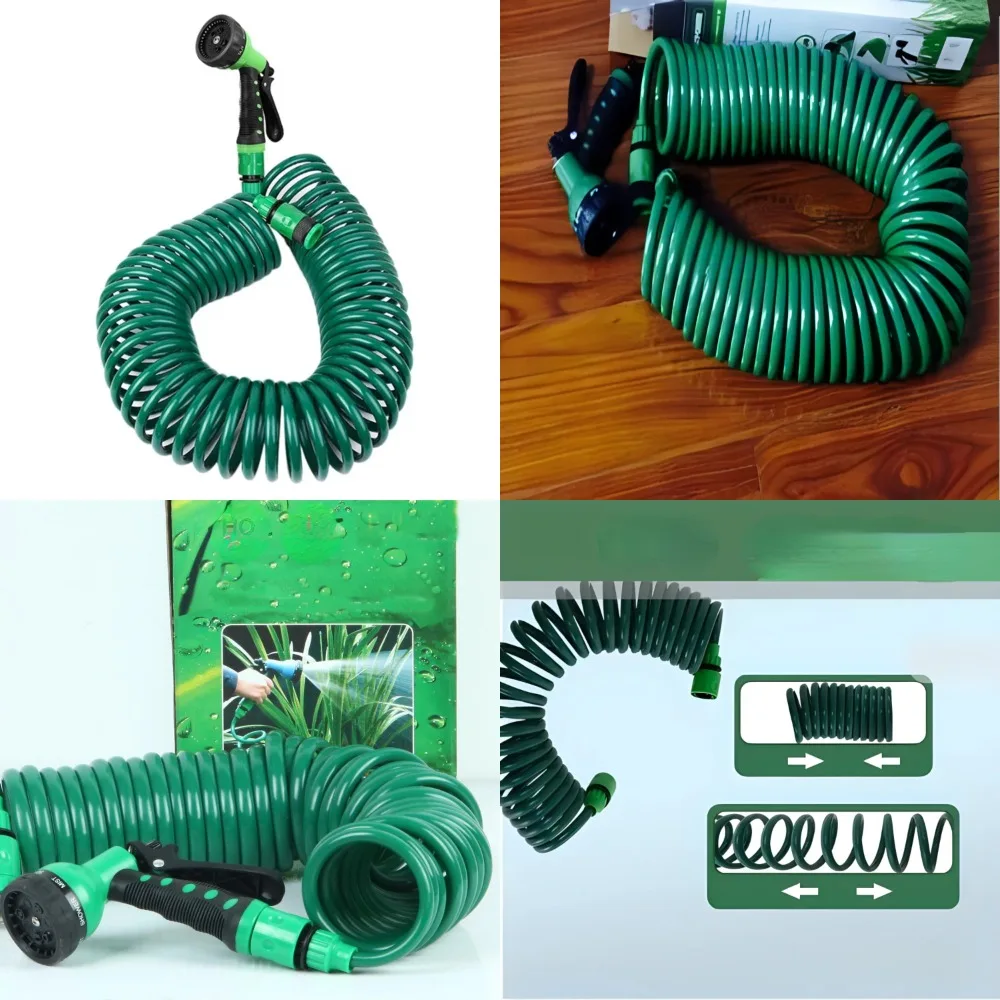 

Durable Garden Sprinkler Hose with Multi-Pattern Nozzles for Efficient Irrigation and Car Cleaning - Flexible Coil Tube Spring P