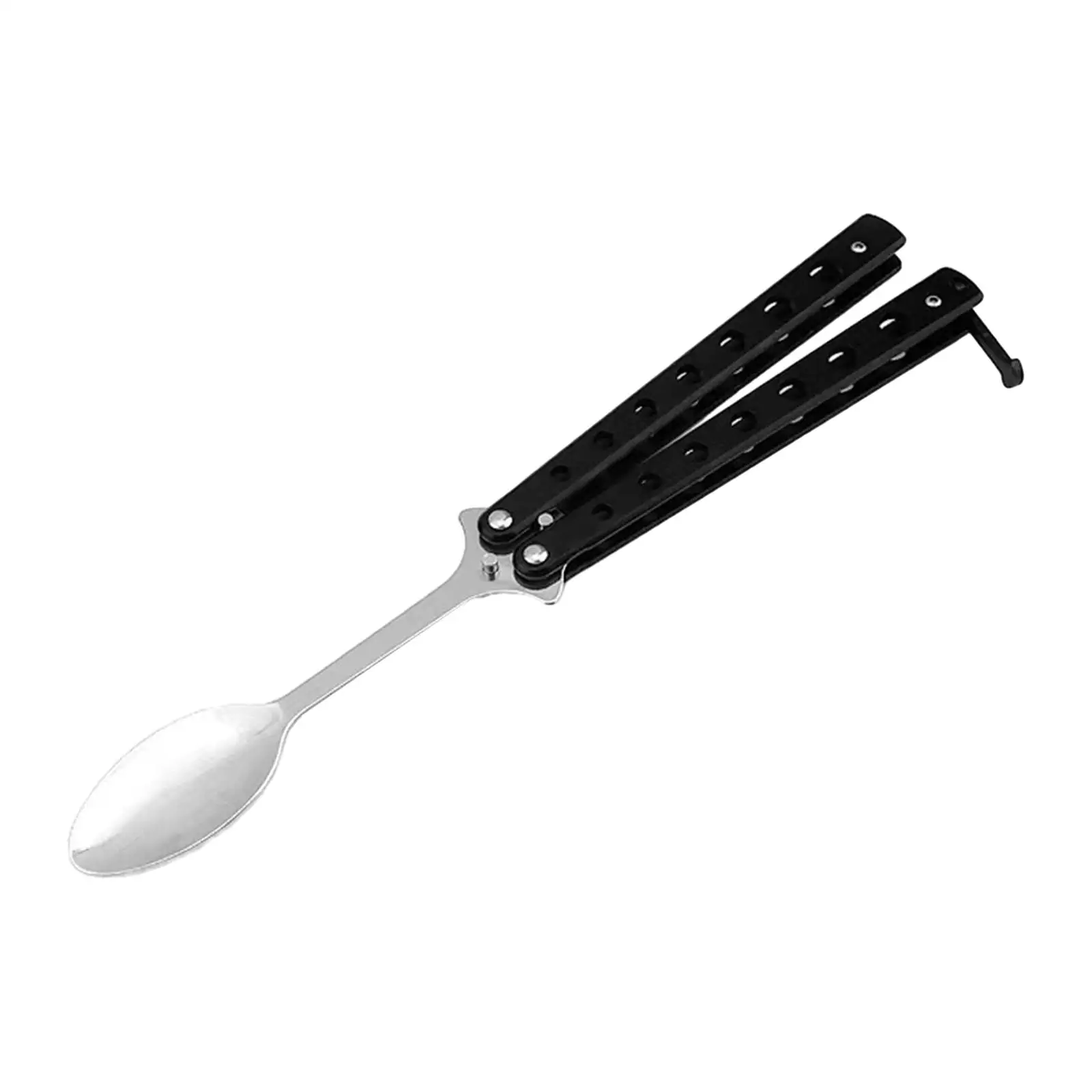 Butterfly Spoon Metal Butterfly Training Spoon Foldable Utensil Outdoor Dinnerware for Hunting Kitchen Travel Backpacking Picnic