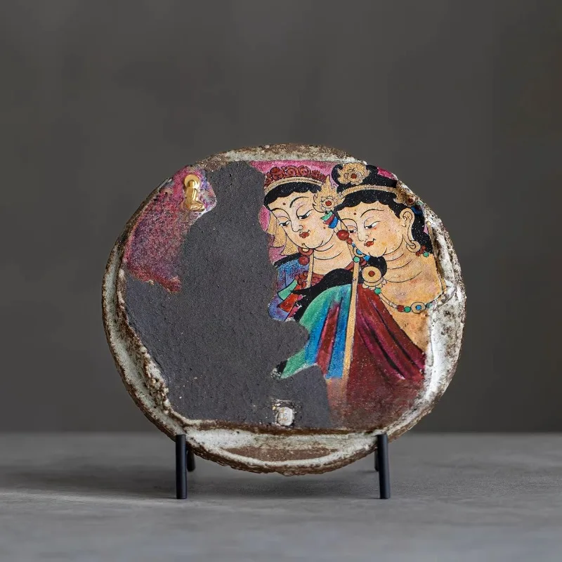 Hand-painted dry, retro, purely handmade dry brewing pot bearing Chinese wabi-sabi tea