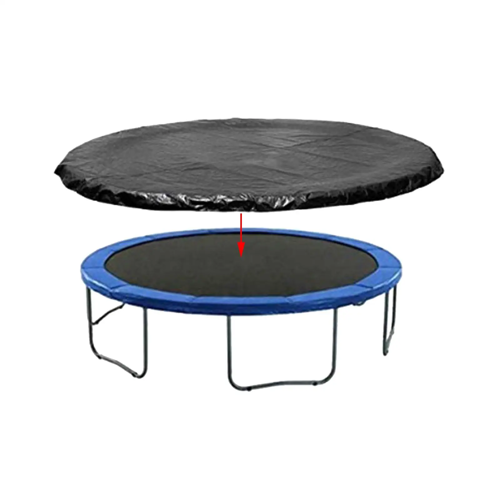 Trampoline Shade Cover Outdoor Rainproof Sunproof Snow Protection PE Wear Resistant Cover with Elastic Ropes Fixed for 12ft
