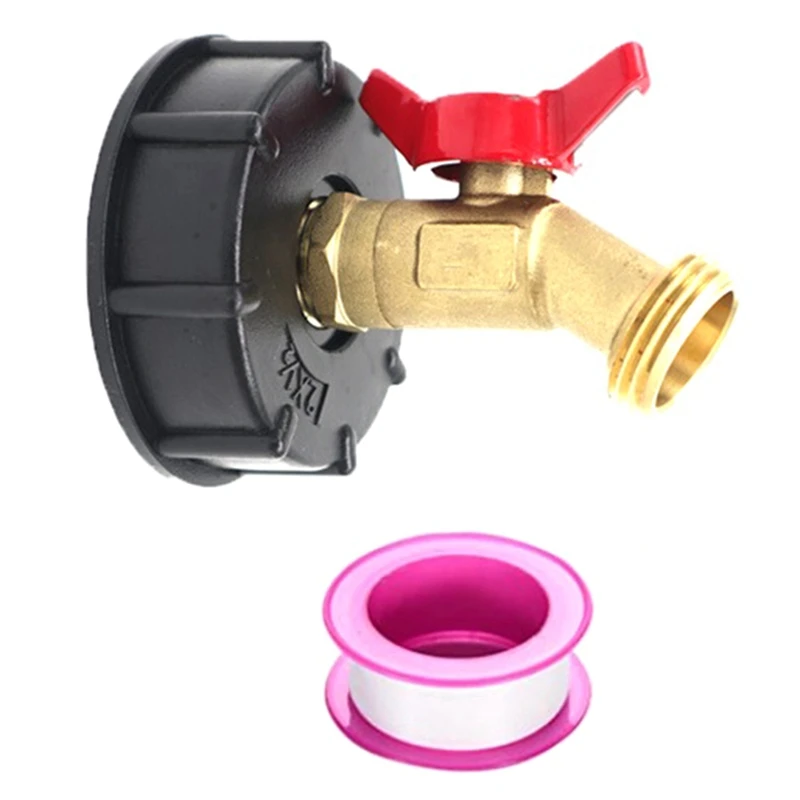 

A82I-275-330 Gallon IBC Tote Tank Adapter, Ibc Tote Fittings, S60 X 6 Coarse Thread + Garden Hose Valve Faucet