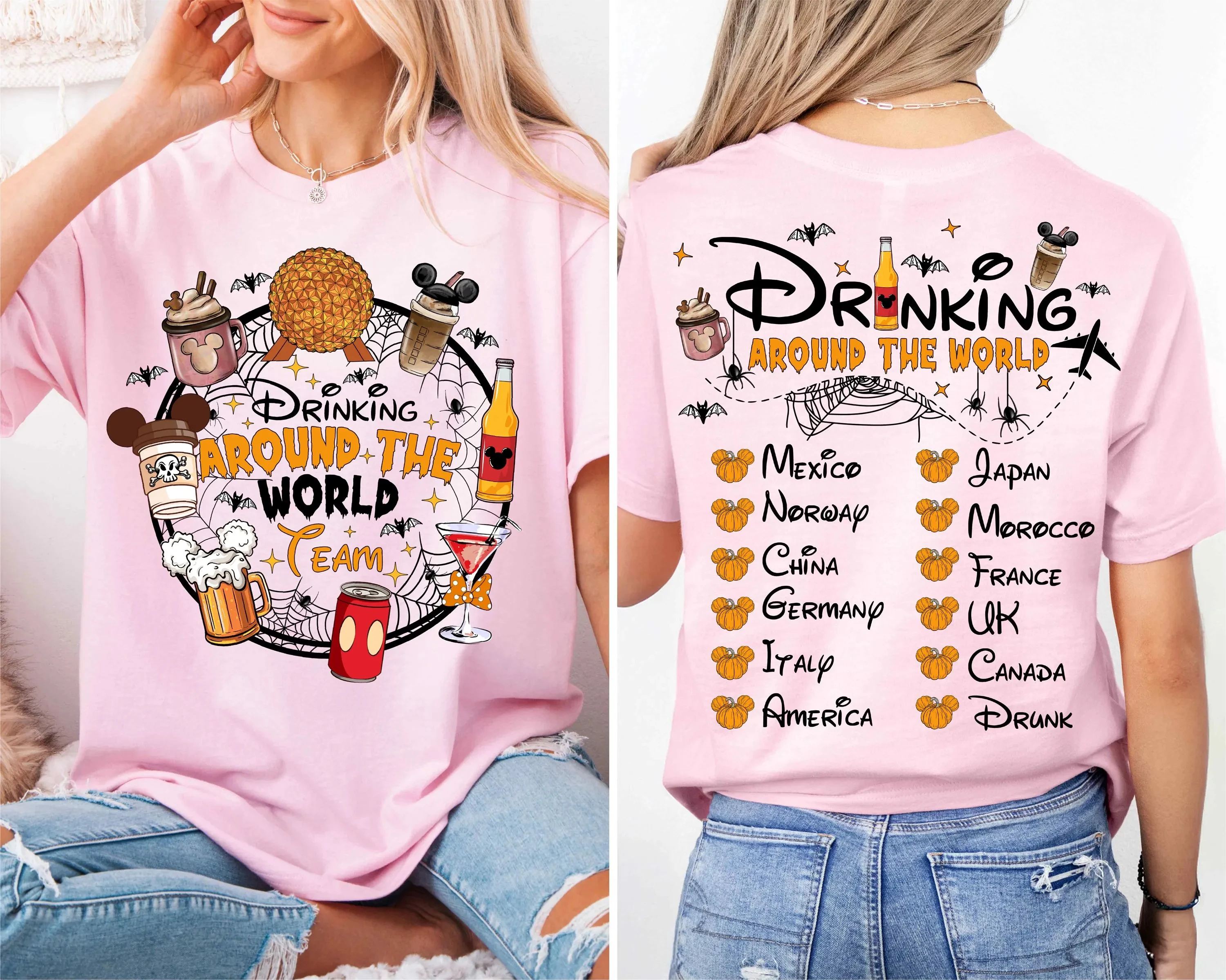 2026 NEW Halloween Trip T-shirt, Family Vacation T-shirt Global Drinking Tour Team Halloween Epcot Autumn Trip T-shirt