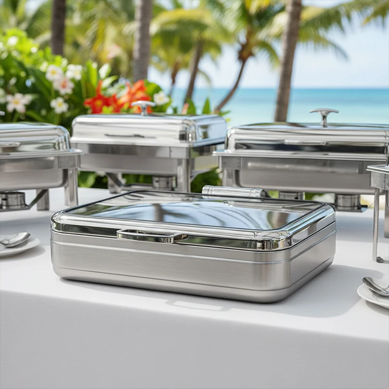 Commercial 304 Stainless Steel Chafing Dishes 9L Optional Bottom Stainless Steel Bracket For Restaurant Hotel Use