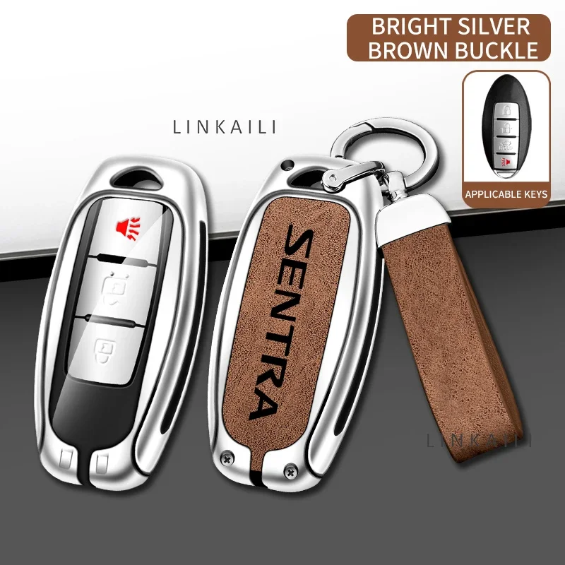 Suitable for Nissan SENTRA 2023 2022 2021 2019 customized logo car key case alloy high-end leather car keychain auto accessories