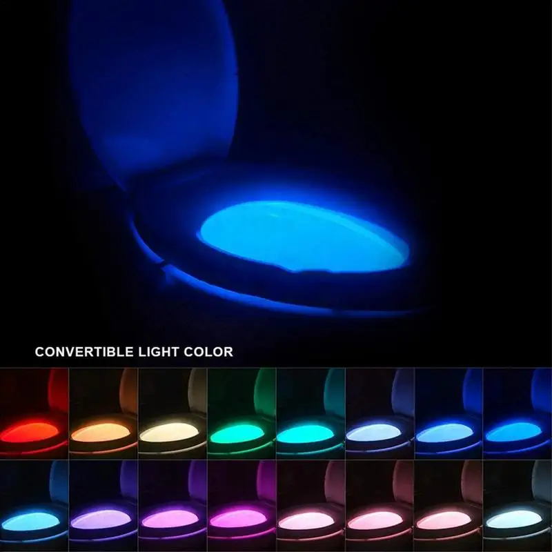 Toilet Night Light 16-Color Changing Bowl Motion Sensor Lamp LED Bathroom Sensor Activated Nightlight for Home Hotel Bathroom