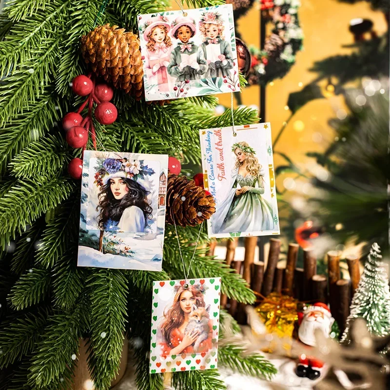 15 Buah Alat Tulis Kolase Natal Waktu Per Pak Dekorasi Akun Stiker Lucu Buku Tempel Karakter Polaroid Salju 144*96Mm