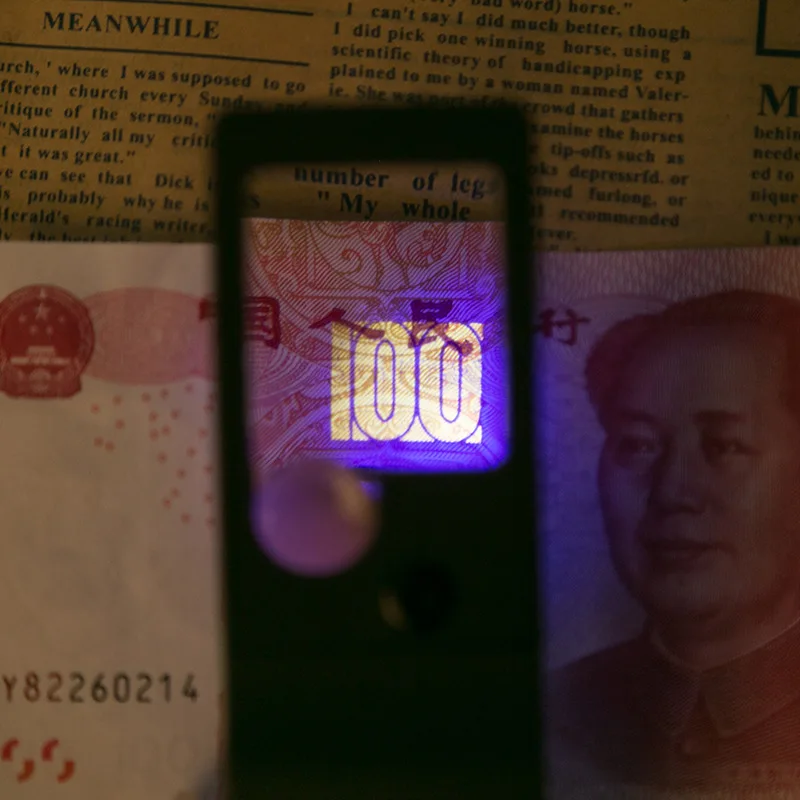 mini Magnifying Glass Pocket LED UV Light 3X 5X 55x Handheld Microscope Jewelry Reading Identify Magnifier Loupe Portable