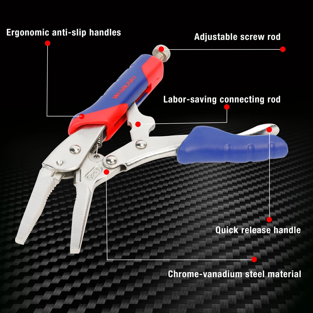 Imagem -02 - Workpro-alicate de Mandíbula Reta de Nariz Longo Alicate de Bloqueio Ferramentas de Solda Ferramenta de Mão 6.5