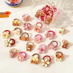 10/20 Pcs/Set Baby Girls Cute Cartoon Flower Thumb Ring Scrunchies Rubber Bands Children Sweet Hair Bands Kid Hair Accessories