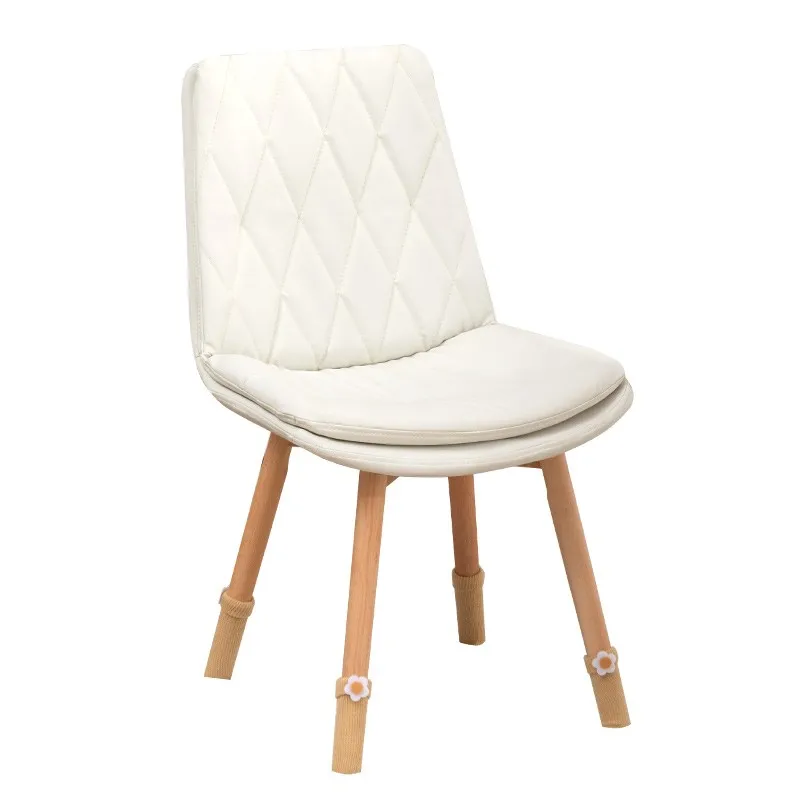 Silla pequeña de diseño minimalista para el hogar, asiento de ordenador sedentario de madera maciza para dormitorio femenino, maquillaje, respaldo