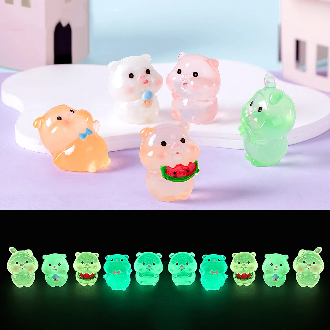 

Creative Cartoon Glow-in-the-dark Small Fat Pig Desktop Ornaments Micro Landscape Decorations DIY Mini Model Home Decoration