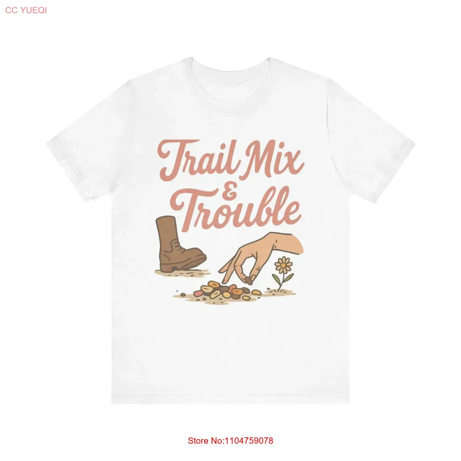 Trail Mix Trouble T Shirt Fun Outdoor Adventure Top Hiking Apparel Nature Lover  vintage Washed fashion homme Versatile