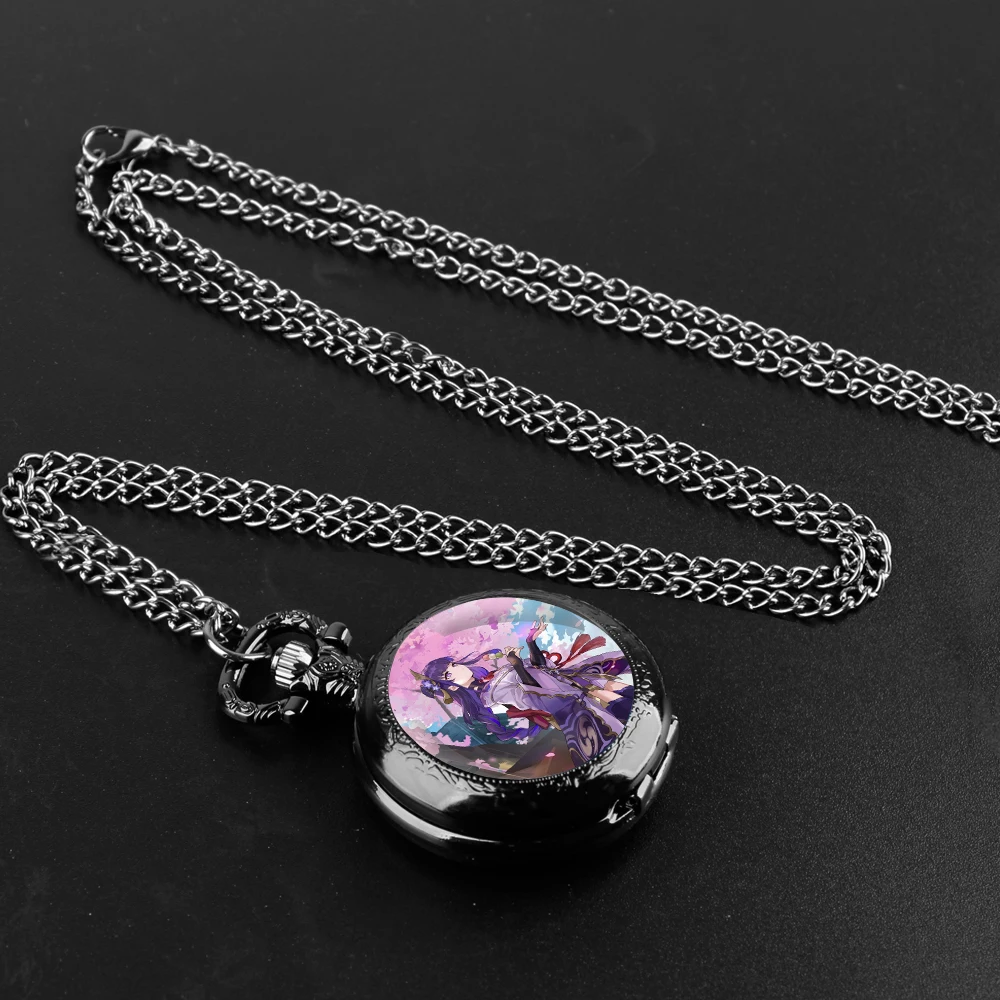 Genshin Impact Crystal-Domed Quartz Pocket Watch With Sturdy Chain And Bold Arabic Numerals A Marvelous Gift For Game Lover