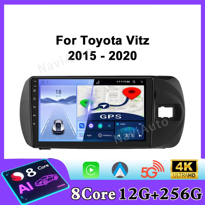 For Toyota Vitz 3 XP130 2014-2020 Car Radio Android Automotive Multimedia Player GPS Navigation Carplay Touch Screen Auto Stereo