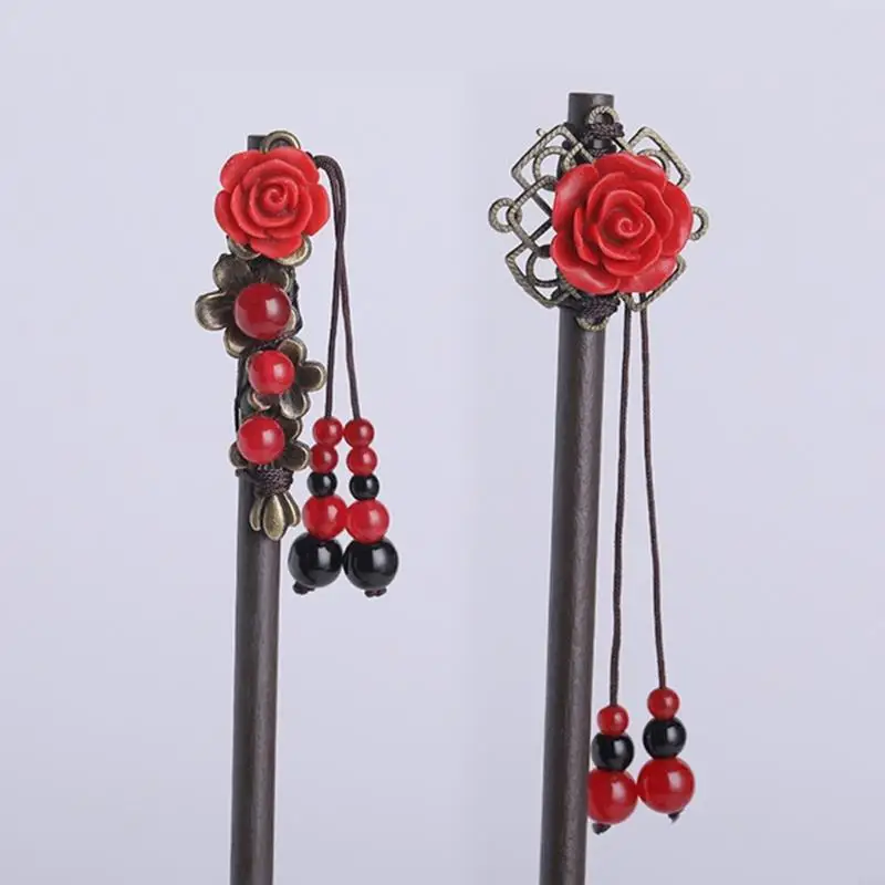 X4YC Vintage Hair Pin Dangling Flower Hair For Unique Hairstyles Chinese Traditional Han Costume Head Accessories