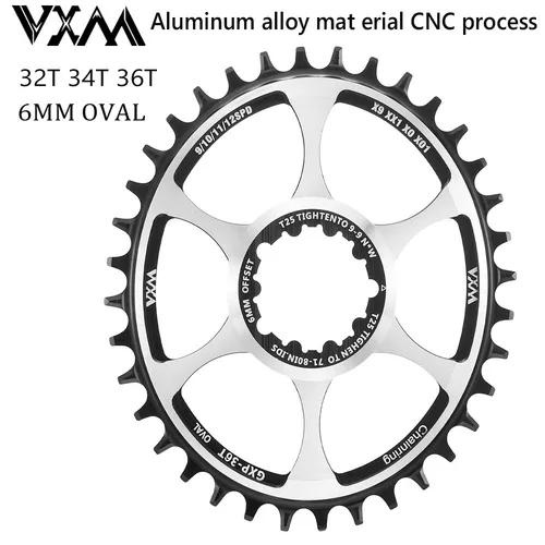 VXM plato ovalado de bicicleta Offset 6mm montaje directo para XX1 Eagle X01 X1 X0 X9,32T 34T 36T piñón de aleación de aluminio para bicicleta de montaña