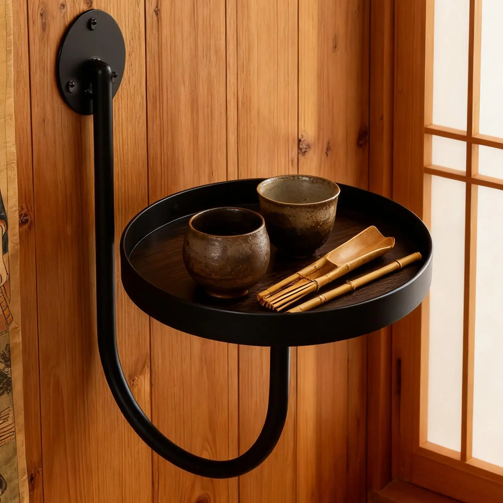 Wall Plant Stand Floating Vertical Black Window Flower Stand Planter Bracket Flower Pot Shelves for Living Room Garden Balcony