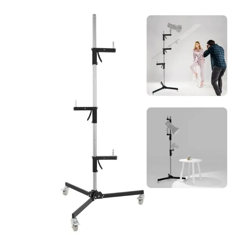 

SH 63cm-190cm Grip Light Stand 1/4 and 3/8 Screw With Wheels Folding Tripod For Studio Flash LED Light Softbox COB Light