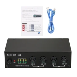 UM4X4 USB MIDI Interface 4 IN /4 Out 64 MIDI Channels 4i/4o + Merge 2i4o MIDI Box 4X4 High-speed connection to PC or computers