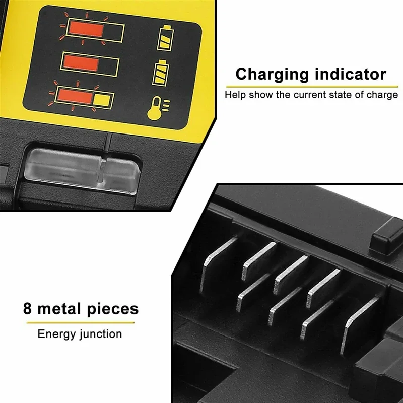 Imagem -05 - Bateria Power Tool Substituição para Dewalt Charger 20v 6.0ah Max 18650 Dcb184 Dcb181 Dcb182 Dcb200 20v 6a 18v Novo